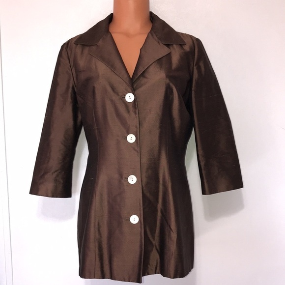 Dolce & Gabbana Brown Silk Blend Blazer Size 46 - Picture 1 of 13